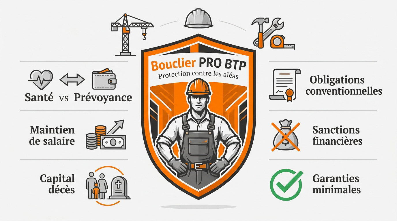 Prévoyance PRO BTP : protégez vos équipes et votre activité 1 Courtier Assurances et Financements Rennes Bouclier de protection prévoyance pour les professionnels du bâtiment