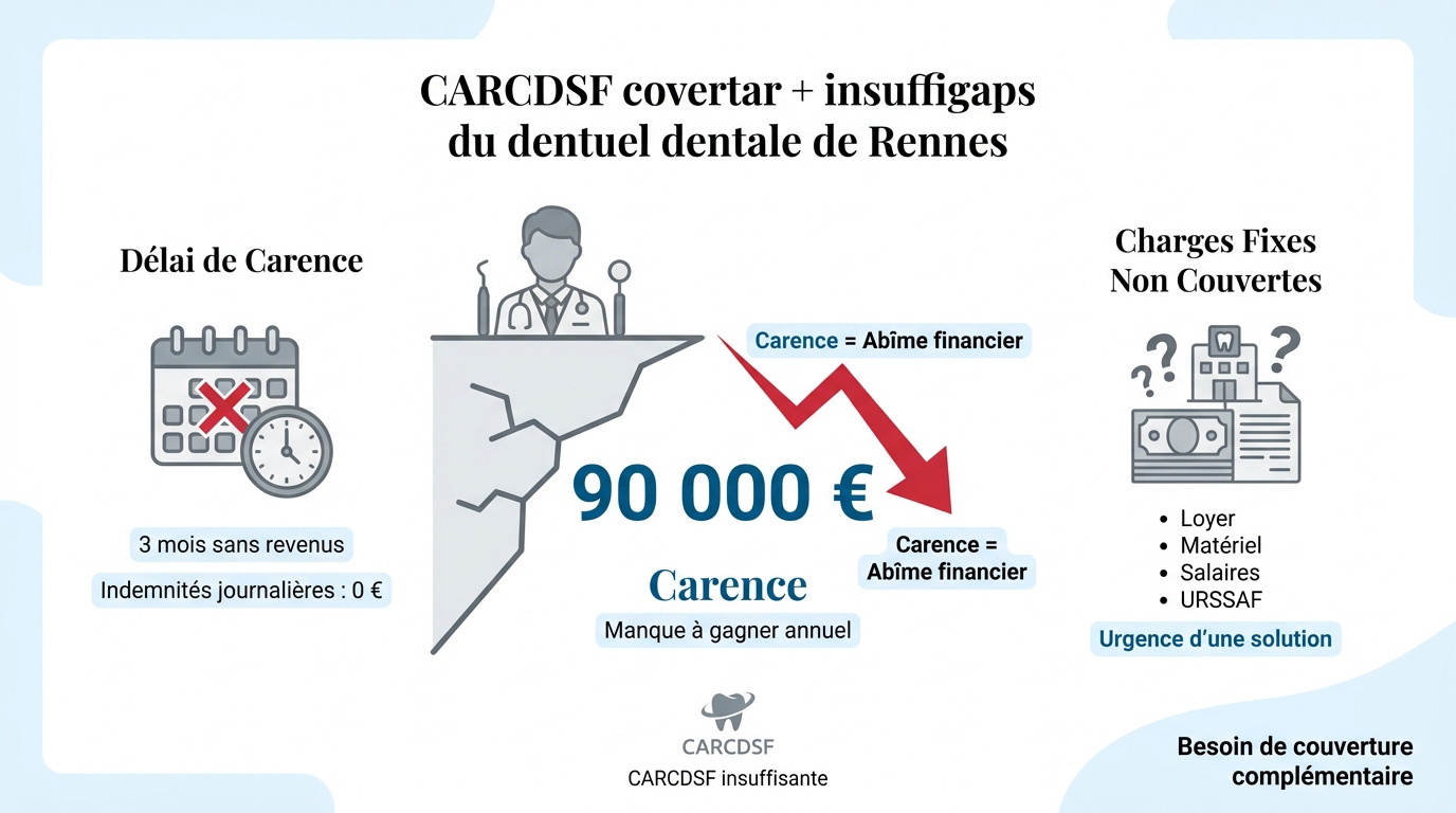 Prévoyance dentiste : protégez dès aujourd'hui votre cabinet à Rennes 1 Courtier Assurances et Financements Rennes Graphique déficit couverture CARCDSF dentiste