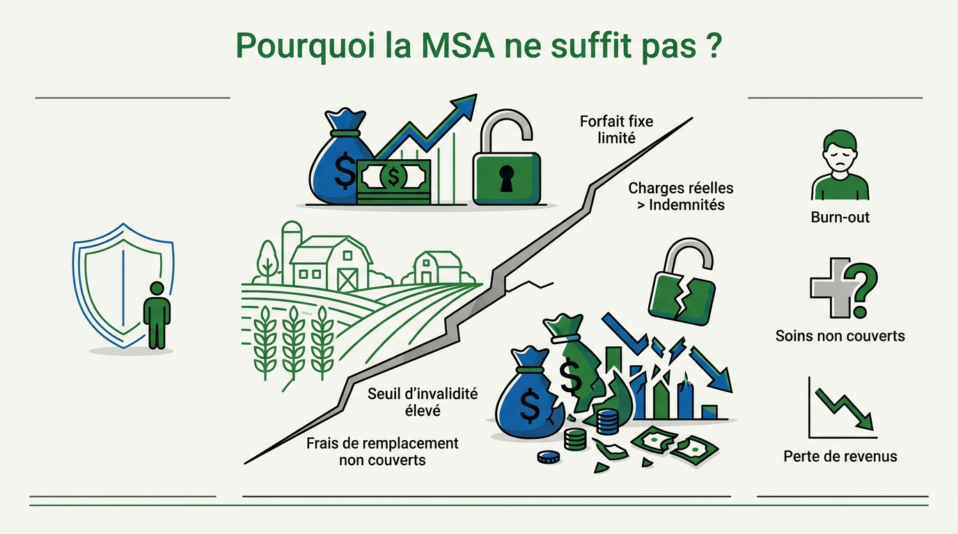 Prévoyance agriculteur 2026 : sécurisez votre ferme et vos proches 1 Courtier Assurances et Financements Rennes Agriculteur inquiet face aux limites de sa protection sociale MSA