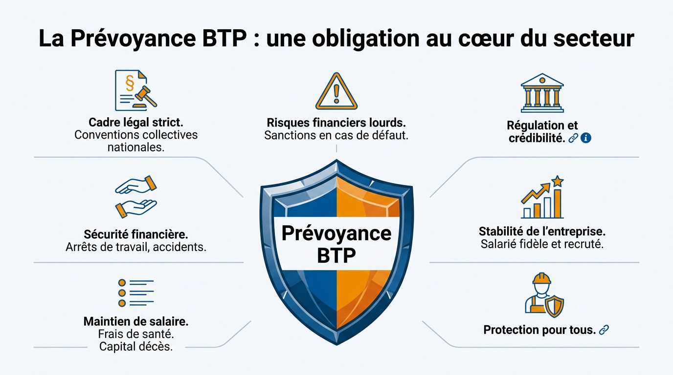 Prévoyance BTP : comment bien protéger vos salariés et votre entreprise en 2026 1 Courtier Assurances et Financements Rennes Ouvrier du bâtiment travaillant en sécurité sur un chantier