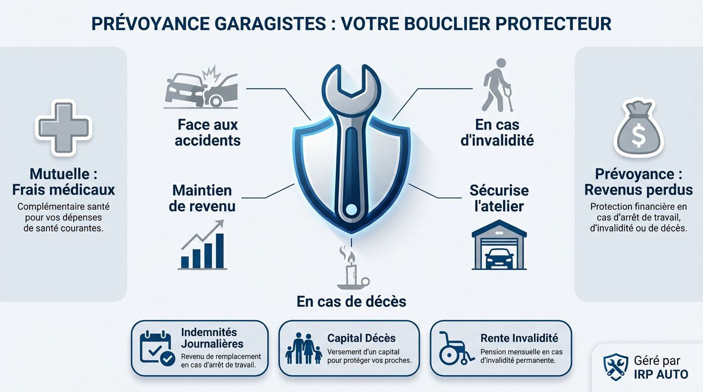 Prévoyance garagiste : protégez vos revenus et votre garage 1 Courtier Assurances et Financements Rennes Garagiste en plein travail sous un pont élévateur sécurisant son avenir professionnel