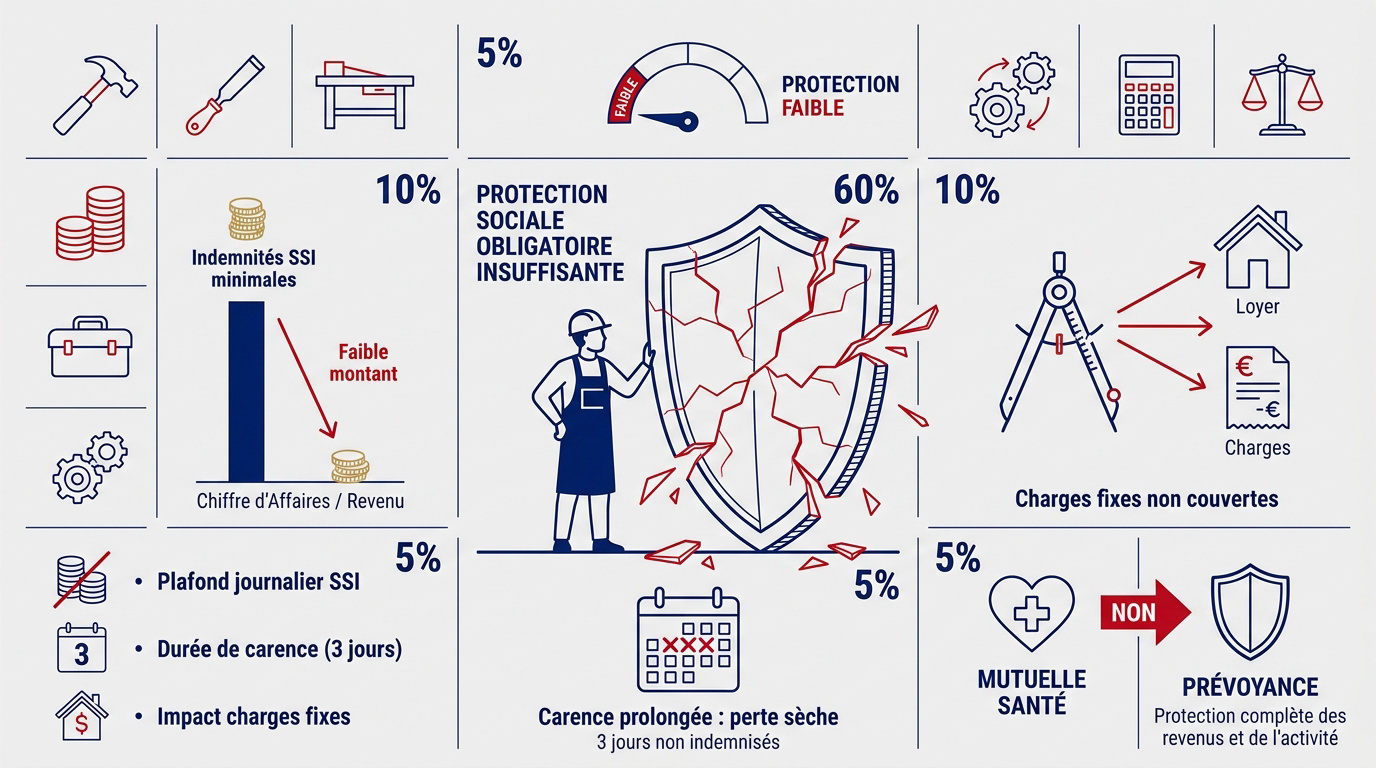 Prévoyance artisan : protégez vos revenus à Rennes 1 Courtier Assurances et Financements Rennes Artisan inquiet devant ses factures suite à un arrêt de travail