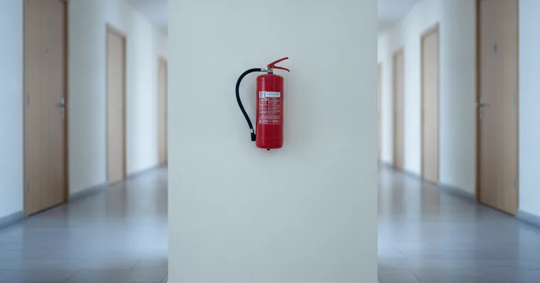 Agent de sécurité auto-entrepreneur : ce qui est vraiment possible 2 Courtier Assurances et Financements Rennes Extincteur rouge fixé au mur dans un couloir de bâtiment tertiaire