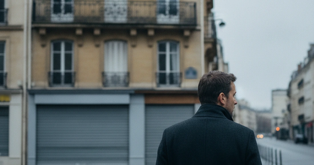 Assurance propriétaire non occupant (PNO) : guide 2026 2 Courtier Assurances et Financements Rennes Propriétaire bailleur devant un immeuble de rapport et son local commercial fermé