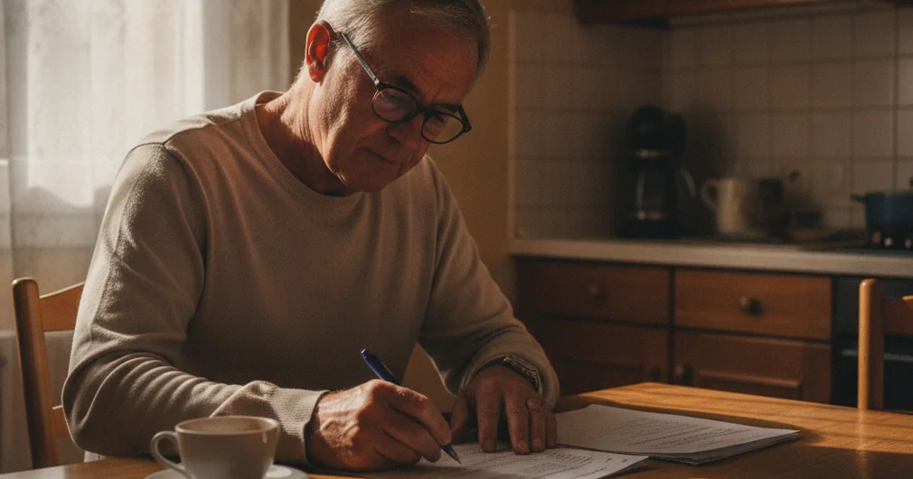 Assurance emprunteur après 60 ans : comment bien s'assurer 2 Courtier Assurances et Financements Rennes Assurance emprunteur senior : emprunteur de plus de 60 ans remplissant un questionnaire de santé