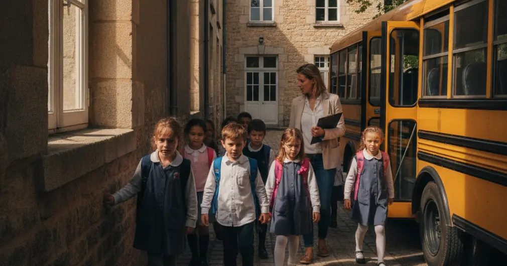Assurance scolaire : est-elle obligatoire en 2026 ? 2 Courtier Assurances et Financements Rennes Assurance scolaire : enfants montant dans un car lors d’une sortie scolaire