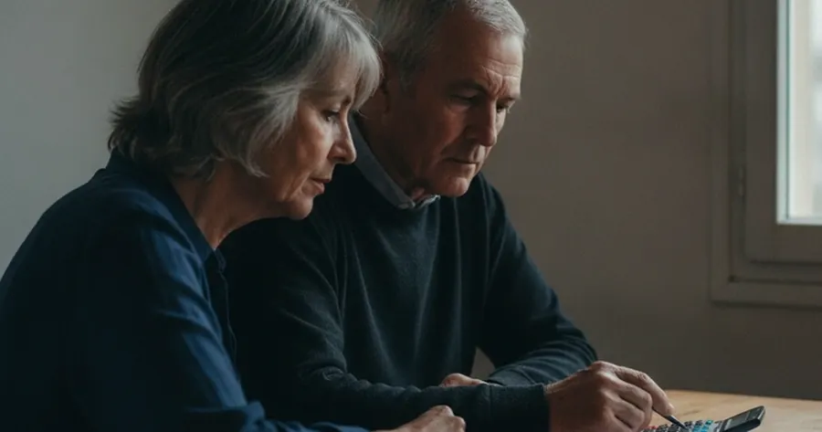 Baisse Retraite 2026 : l'impact réel des prélèvements sociaux 3 Courtier Assurances et Financements Rennes Couple de retraités calculant l'impact de la CSG sur leur pension nette en 2026