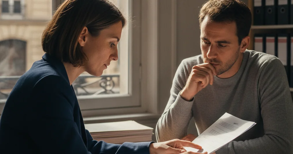 Coût de l'assurance emprunteur : calcul et simulation 2026 2 Courtier Assurances et Financements Rennes Coût assurance emprunteur : conseillère montrant une ligne de coût à un emprunteur