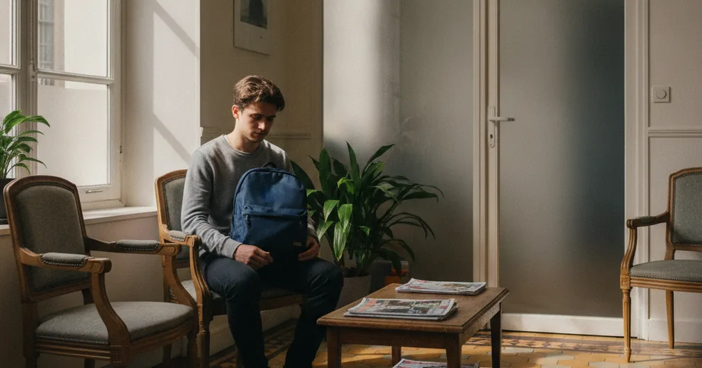Mutuelle étudiant : quelle couverture pour la rentrée 2026 ? 4 Courtier Assurances et Financements Rennes Mutuelle étudiant : jeune patient dans la salle d’attente d’un cabinet médical