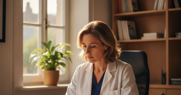 Prévoyance médecin libéral : ce que verse vraiment la CARMF 1 Courtier Assurances et Financements Rennes Médecin généraliste examinant ses documents de protection sociale dans son cabinet