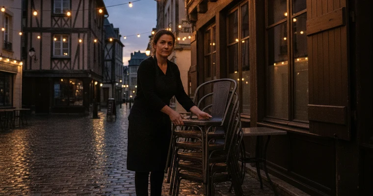 Assurance restaurant : garanties, obligations et prix en 2026 2 Courtier Assurances et Financements Rennes Assurance restaurant : restauratrice qui installe la terrasse de son bistrot sur une place de Rennes
